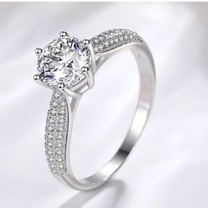 White Gold Diamond Engagement Wedding Friendship Anniversary Ring